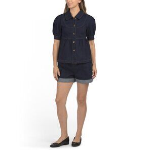 SUNDAY EDITION Denim Denim Top And Shorts Set